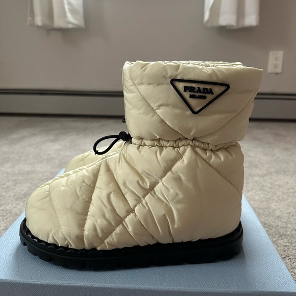 Prada Shoes - Prada Quilted Cream Boots